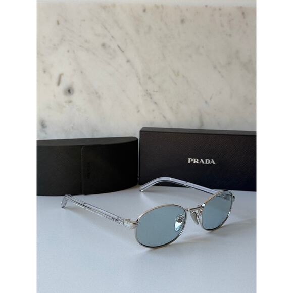 NEW Prada PR B53S Sunglasses in Silver Blue Azure - Picture 5 of 7